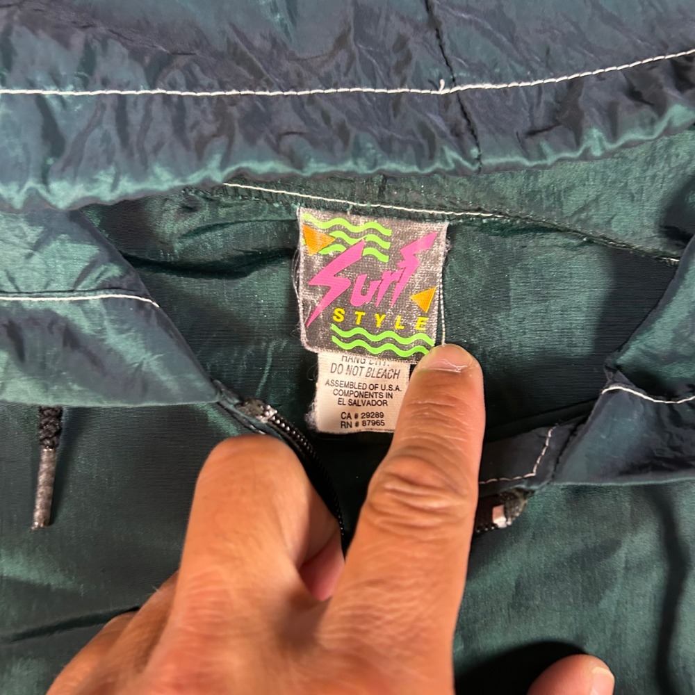 Vintage Surf Style Key West Florida Iridescent Windbreaker Jacket Green OSFA - Picture 4 of 7